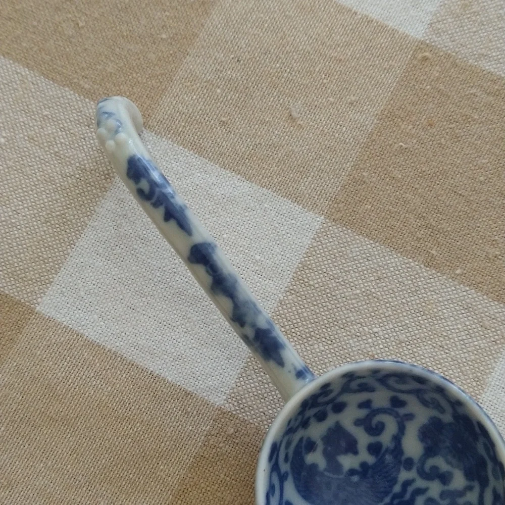 Antique transferware blue and white porcelain spoon china 5